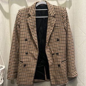 ZARA Like new checked blazer brown S